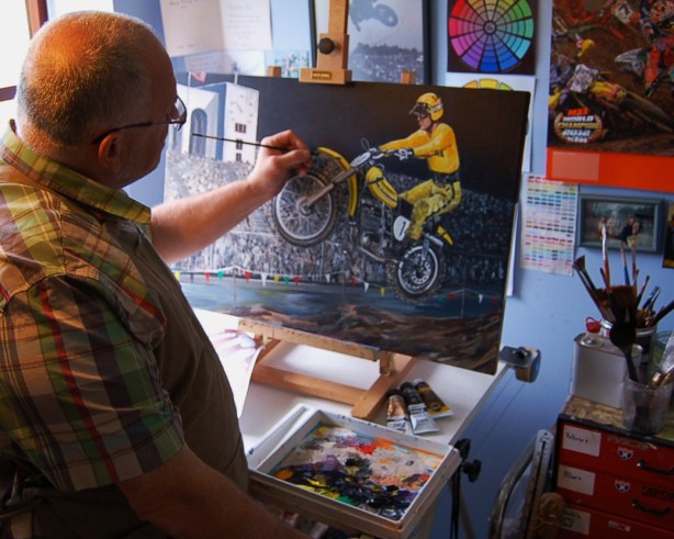 Artist rob Kinsey working on Tripes commission in his studio in Derbyshire, England.